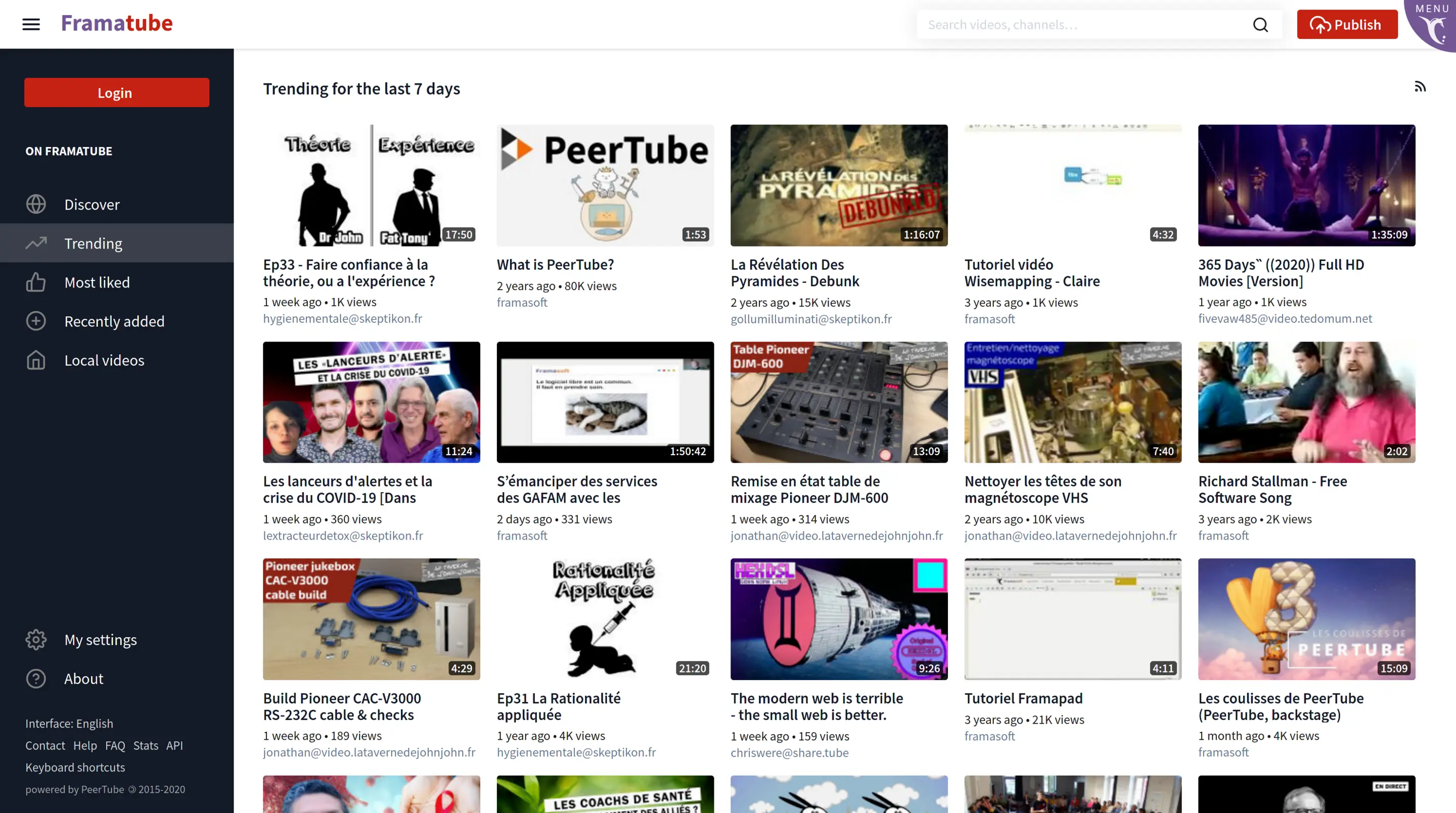 PeerTube landing page