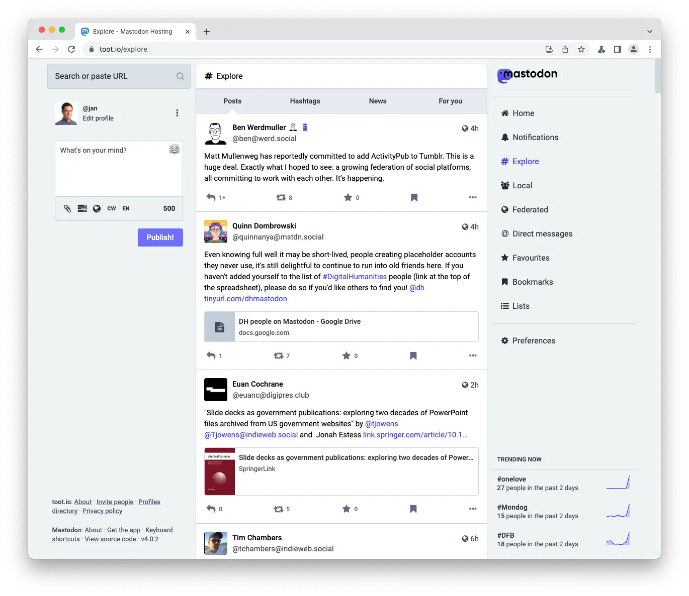 Mastodon timeline